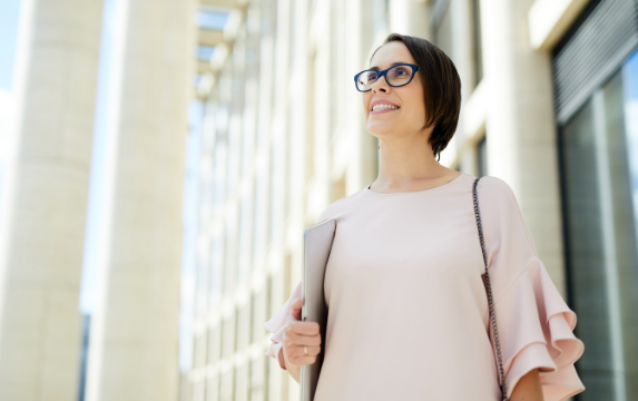 Young woman exhibiting a sense of purpose