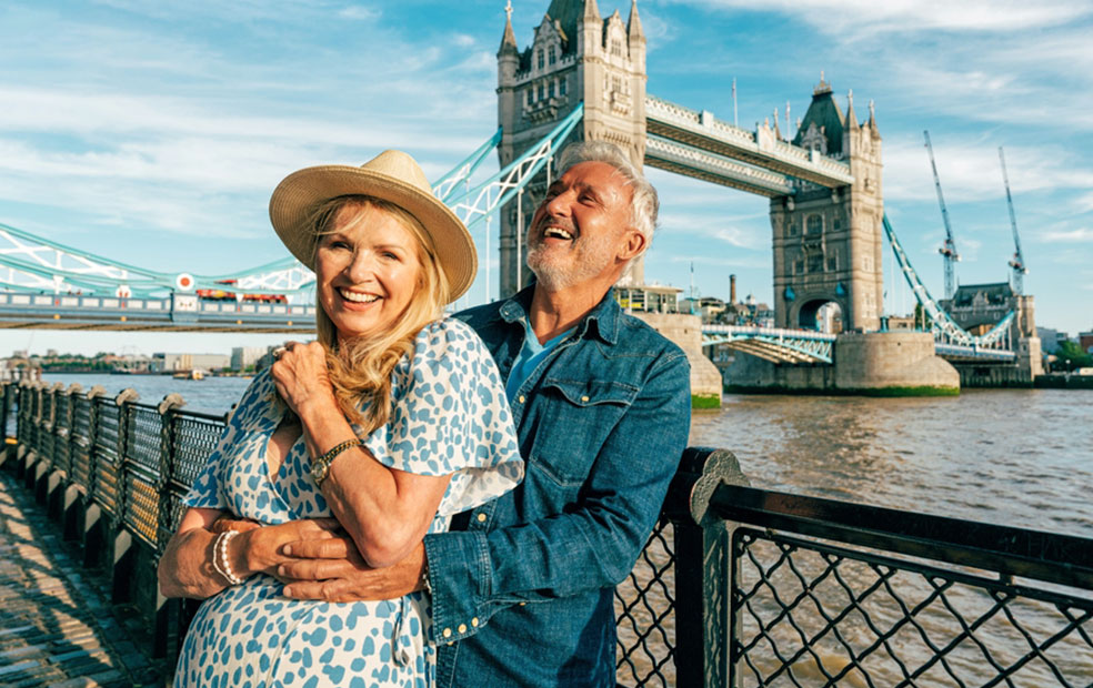 Active senior couple enjoying travel adventure in retirement