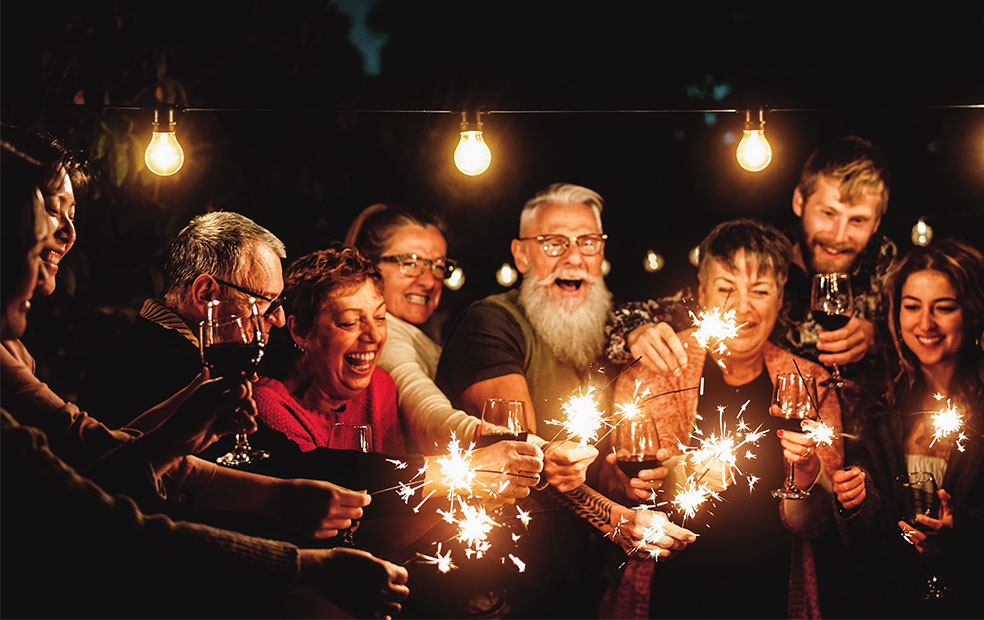 Multigenerational family celebrating together