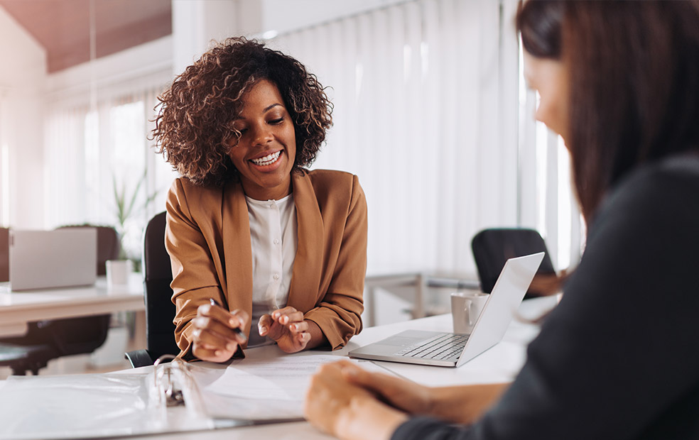 Client and financial planner working together