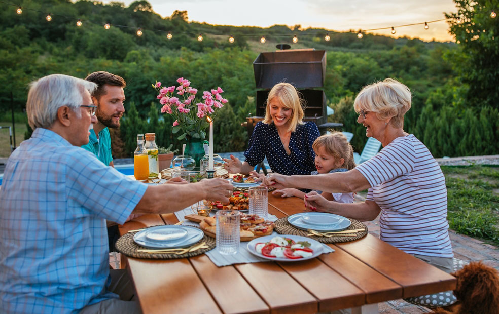 Multigenerational family barbeque