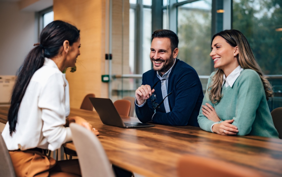 Financial planner meeting with clients