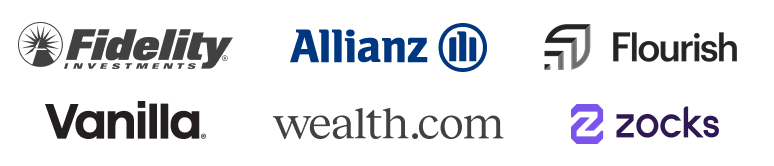 Fidelity Investments, Allianz, Flourish, Vanilla, Wealth.com, Zocks