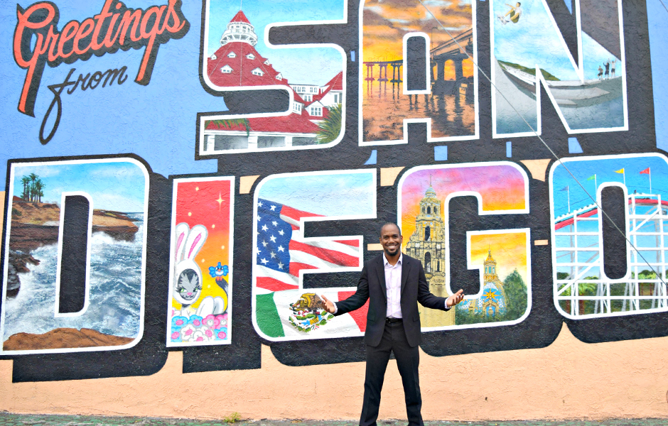 Armond Croom in Front of San Diego Mural