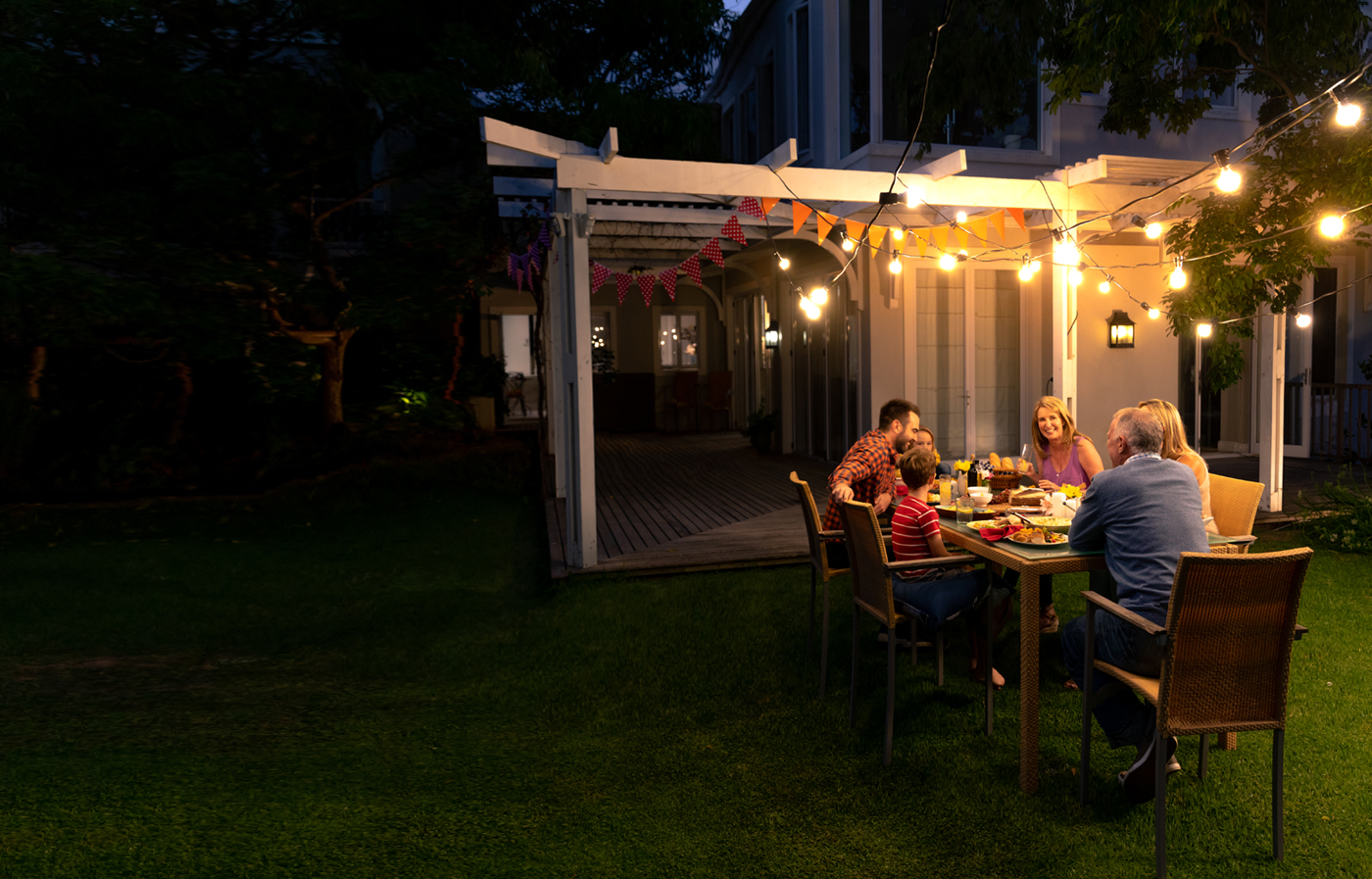 Family eating dinner together